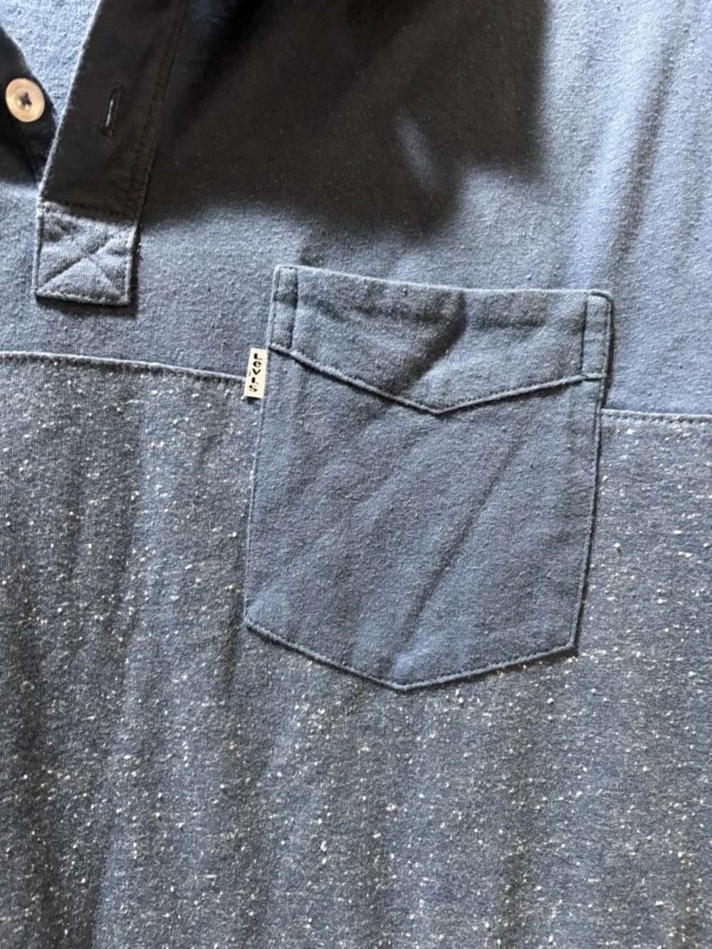 Levi's Men's Speckled Medium Blue Polo with Chest Pocket